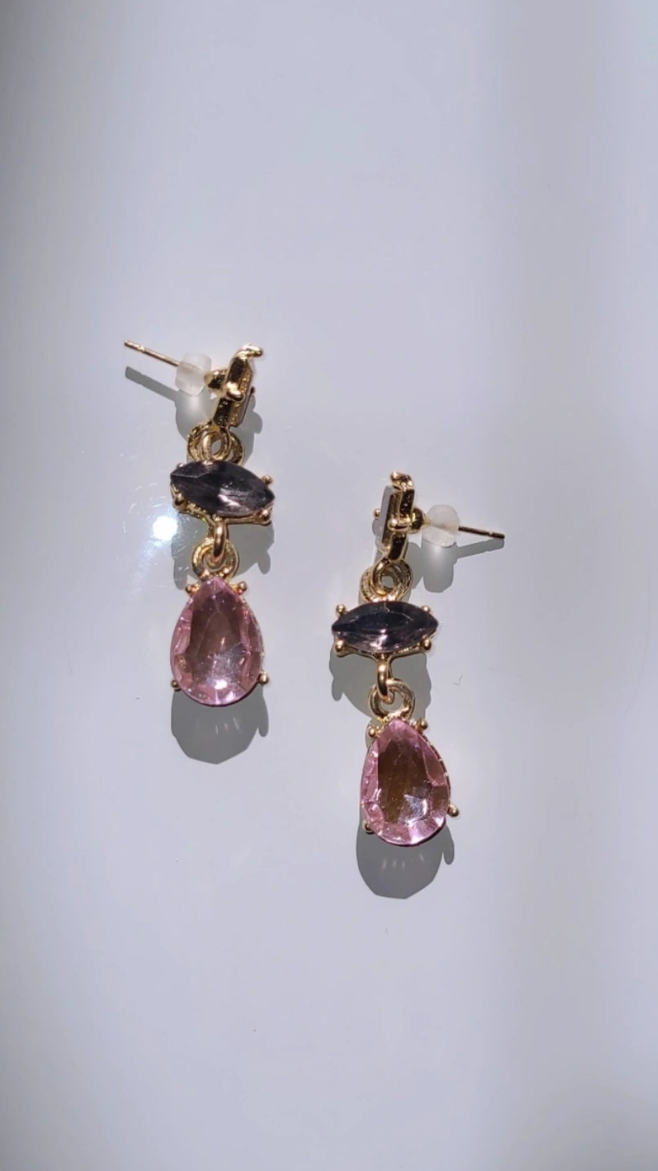 Gemstone dangle earrings(pink)