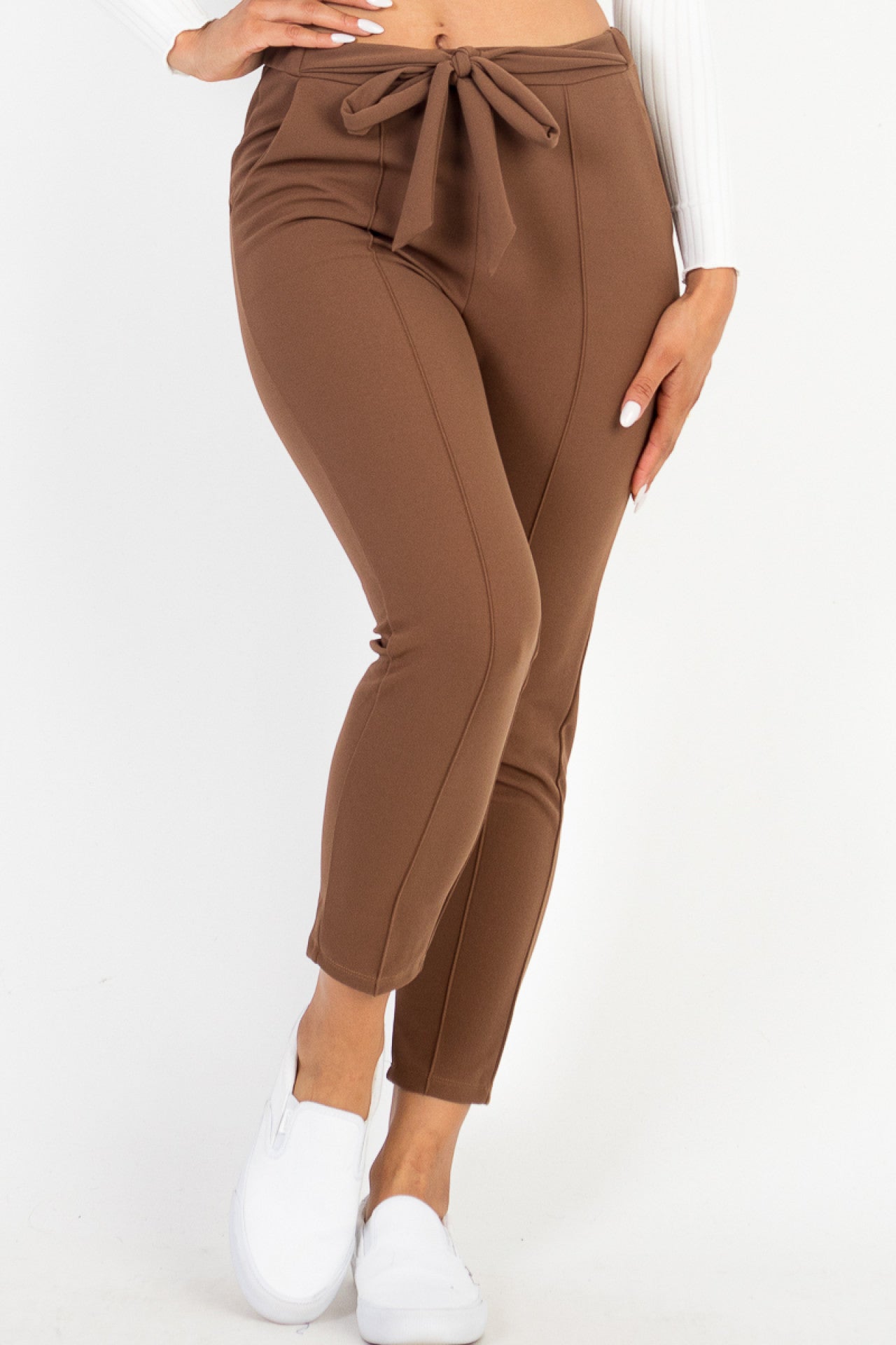 Baddie brown ribbed pants