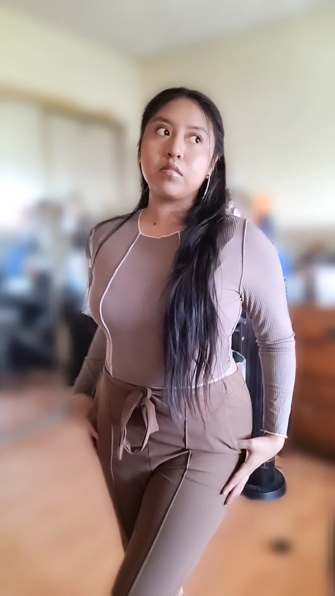 Baddie brown ribbed pants