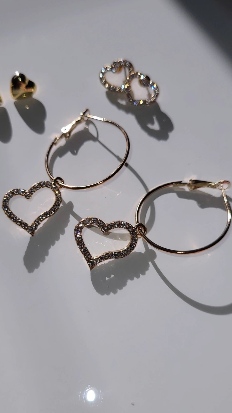 Heart hoop 3pc earrings