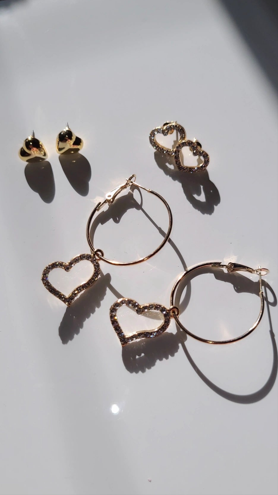 Heart hoop 3pc earrings