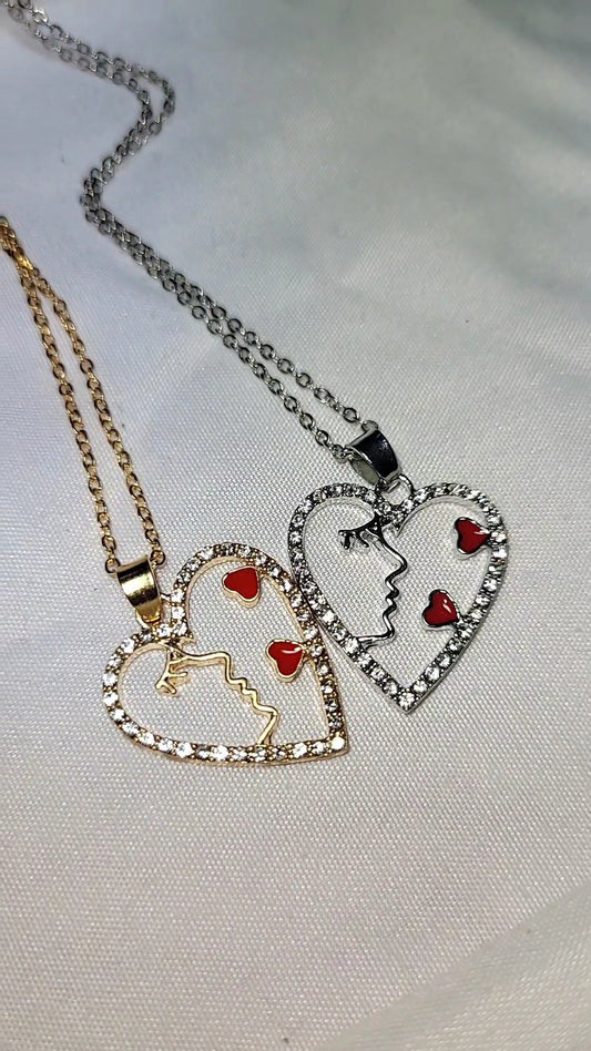 Heart face necklace